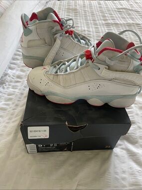 Nike White Light Blue and Red Basketball Sneakers